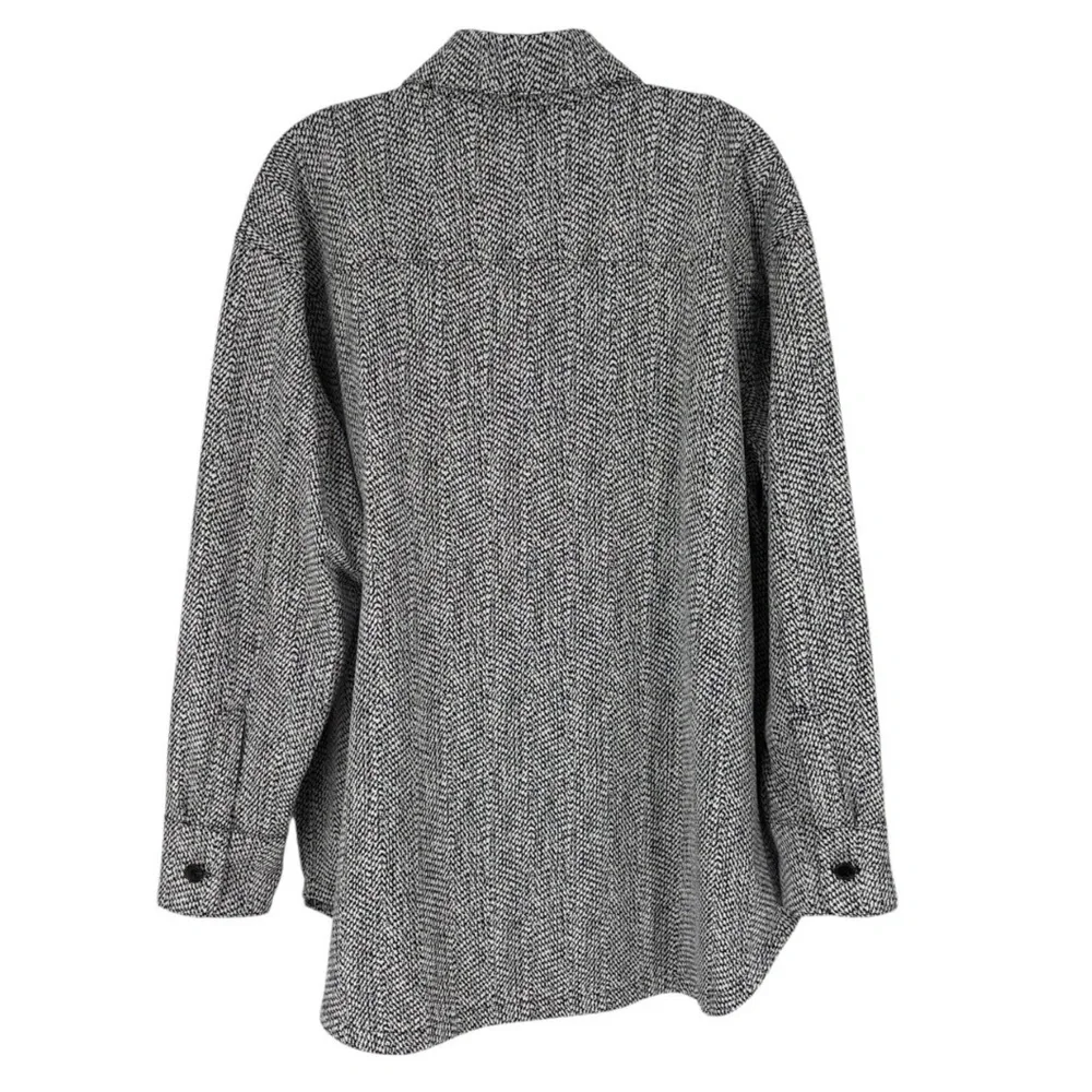 Athleta Braiden Black and White Textured Patterned Shirt Jacket - Picture 6 of 10